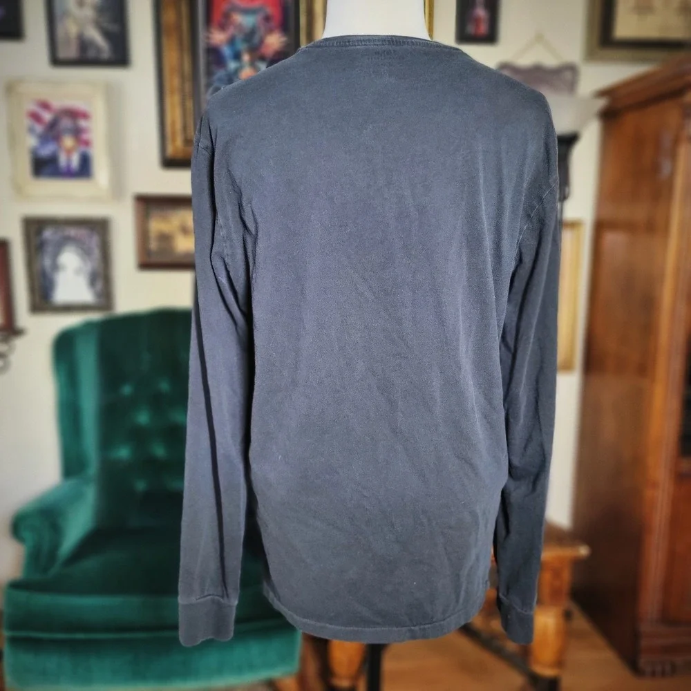 Polo Ralph Lauren Shirt Mens Medium Black Long Sleeve Red Pony Logo Cotton Tee